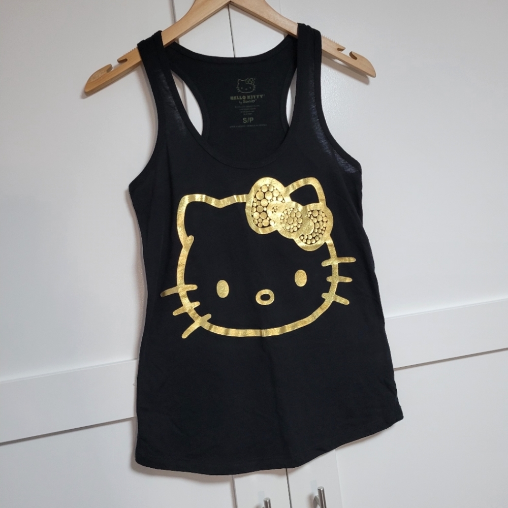 ✨️3 For $30✨️Hello Kitty Racerback Tank - Black & Gold (S)